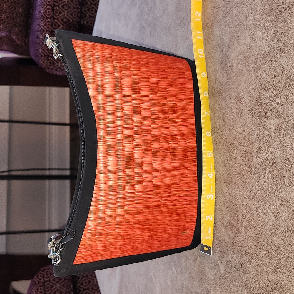 Orange Straw Structured Purse - image 1